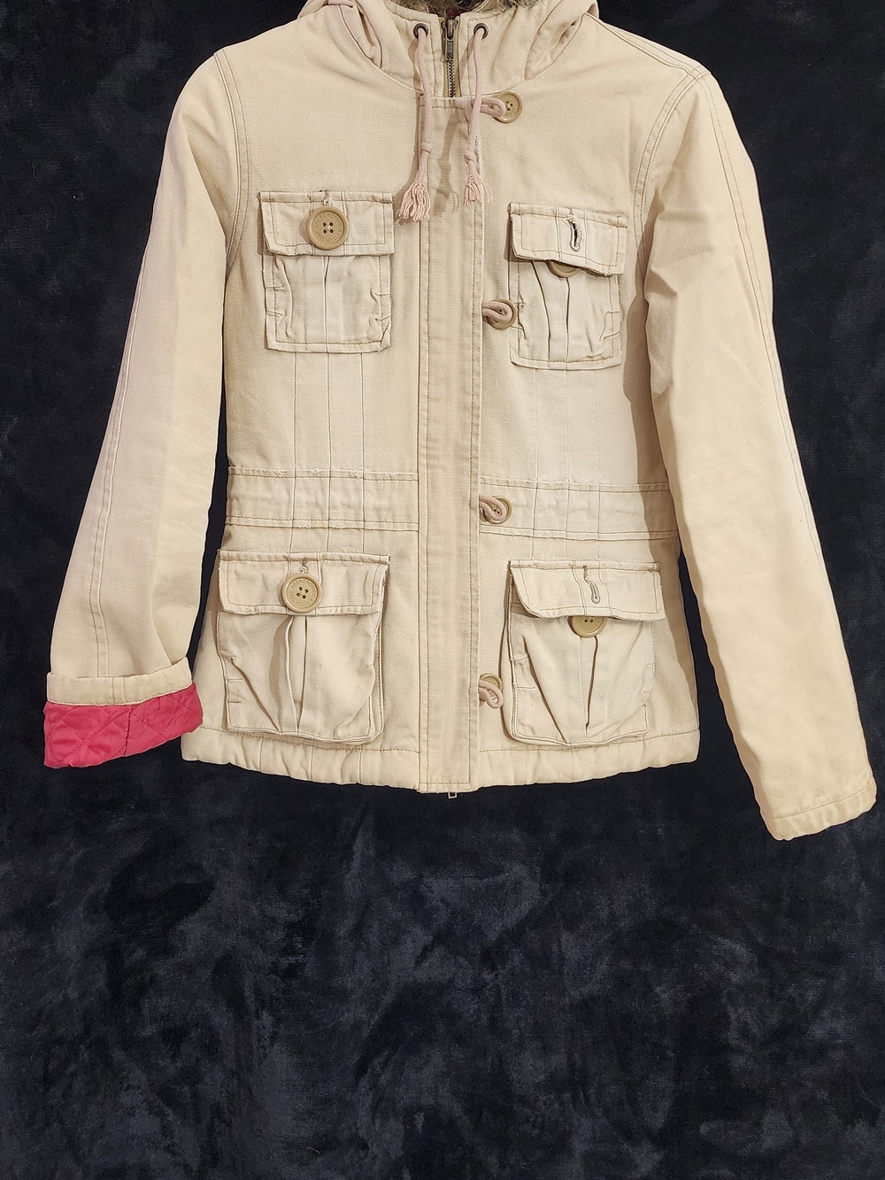 Vintage Y2K Abercrombie & Fitch Corduroy Faux Fur Hooded Jacket